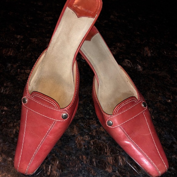 Nine West Red Leather Slip On Heels - Picture 1 of 5